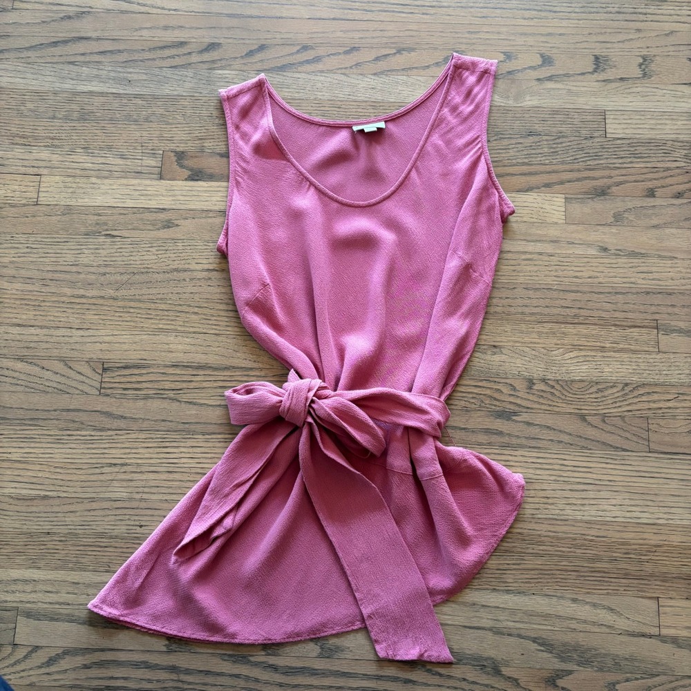 JJill Womens‎ XSP Petite Pink Asymmetrical Belted Sleeveless Crepe Shell Top
